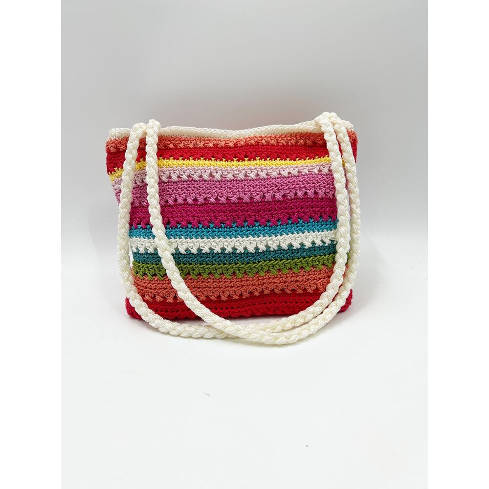 Rainbow Crocheted Crochet Shoulder Bag Purse Sak